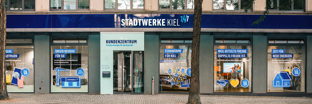 Frontalansicht auf das Kundenzentrum der Stadtwerke Kiel